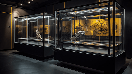博物馆透明玻璃容器图片