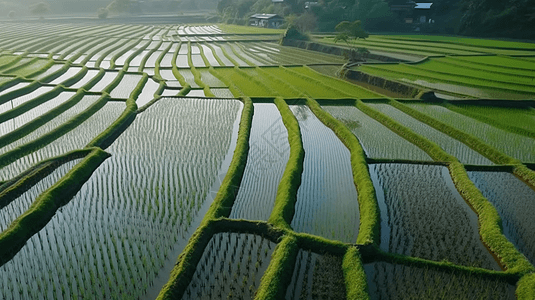 一望无垠的水稻田背景图片