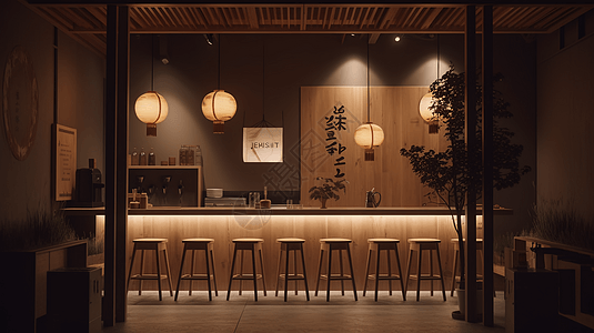 日式风格奶茶店背景图片