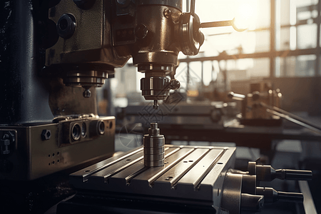 现代机械工厂中的钻孔机高清图片