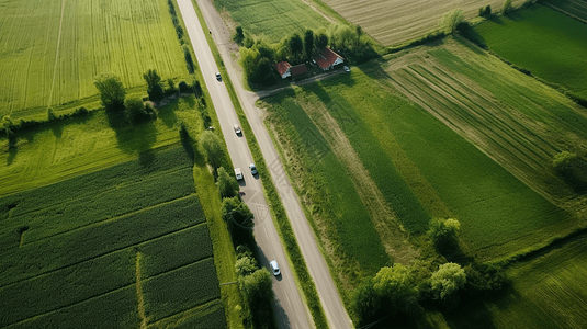 乡村鸟瞰航拍乡村公路背景