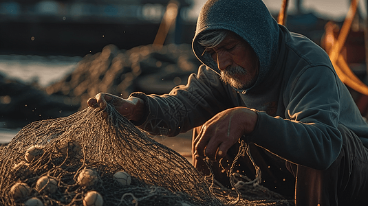 一位渔民展示了可持续捕鱼实践的重要性图片