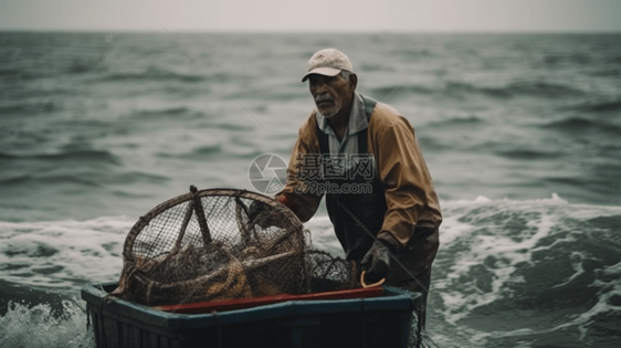 渔民在捕捞鲜鱼时的辛勤图片