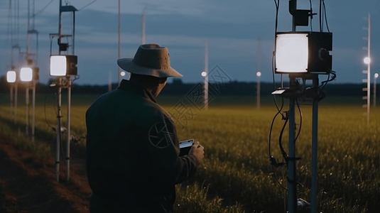 农民使用传感器检查农作物的质量图片