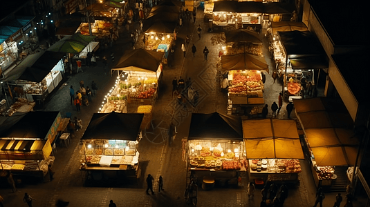 美食街夜市夜景背景图片