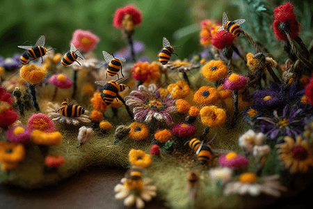 花草蜜蜂场景背景图片
