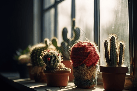 编织仙人掌植物布艺图片