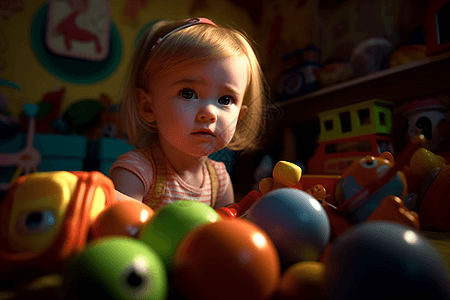 玩玩具的女童图片