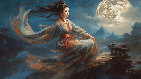 嫦娥奔月美丽的神话图片素材