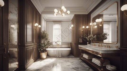 空间经典素材典雅酒店浴室空间设计图片