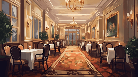 奢华餐厅优雅的餐厅插画