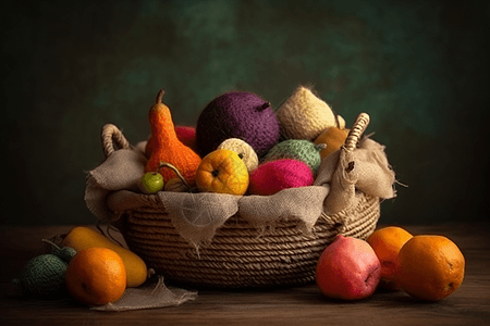 毡制羊毛水果和蔬菜工艺品图片