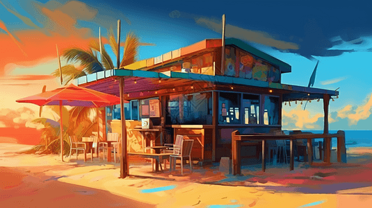 海滩酒吧背景图片