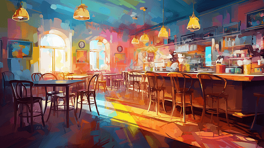 颜色鲜艳的咖啡馆背景图片