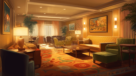 安静祥和的酒店休息室背景图片
