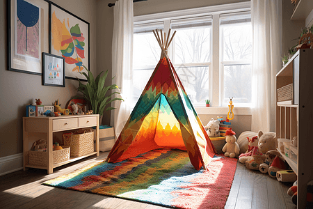 彩虹帐篷和地毯图片