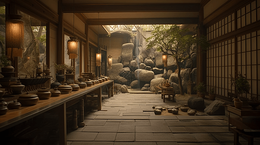 日式茶室背景图片