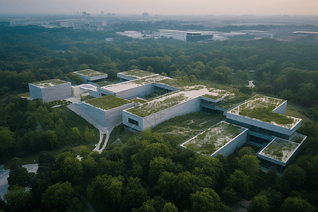 城市地标博物馆广阔校园鸟瞰效果图设计图片