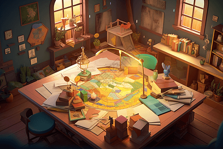 网吧  ,游戏一个教育游戏空间插画