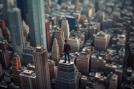 站在高处俯瞰城市的人图片