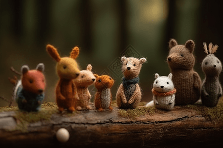 森林里的小动物玩具背景
