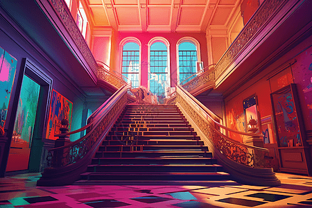 多彩和宏伟的楼梯图片
