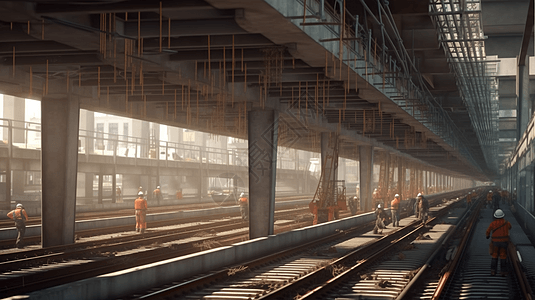 高架铁路建设现场背景图片