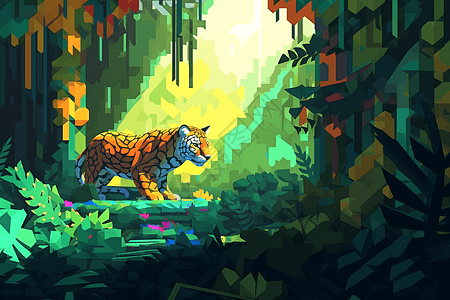 一只丛林的豹子图片