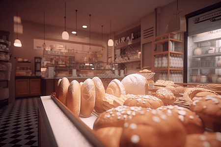 一个可爱粉色的面包店图片