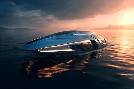 未来派汽车船设计渲染图图片