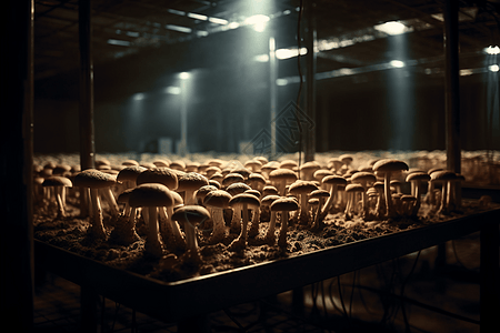 温室蘑菇养殖图片