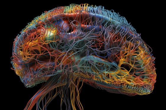 癫痫大脑的3D渲染模型图片