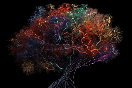 3D彩色神经网络模型背景图片