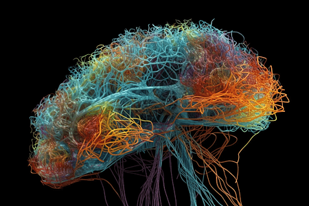 彩色神经网络3D模型背景图片