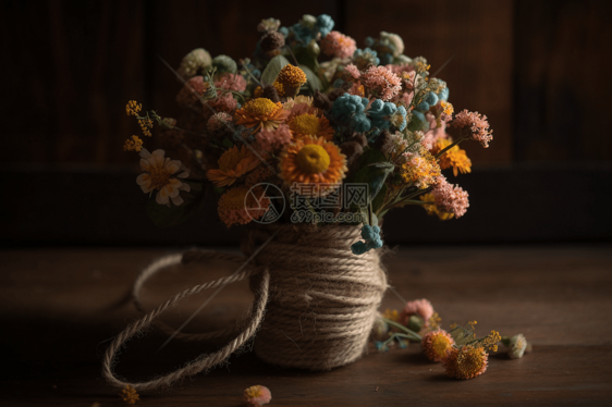 羊毛毡野花花束图片