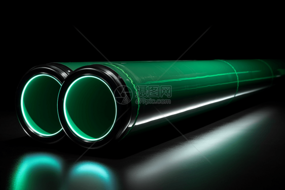 3D绿色氢气管道渲染图图片