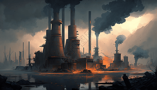 冶炼厂的工业排放图片