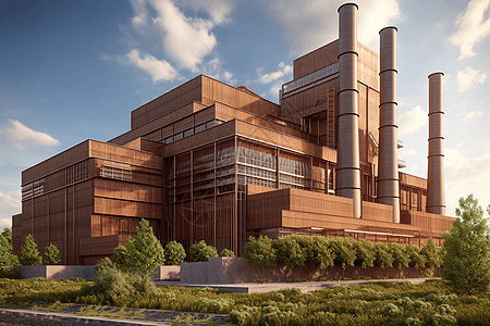 现代发电厂风格的建筑渲染图图片