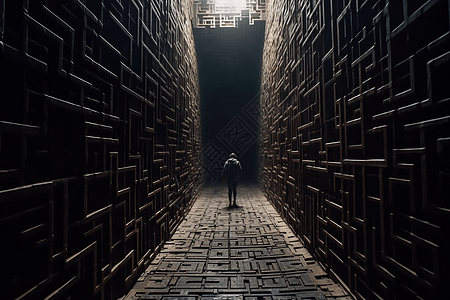 困在迷宫中的人图片素材