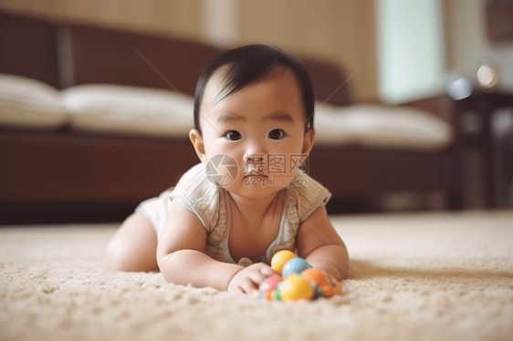 在地毯上玩玩具的可爱宝宝图片