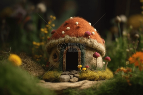 一间毡毛蘑菇屋图片