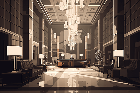 酒店大堂的插图图片