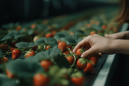 手工采摘草莓图片