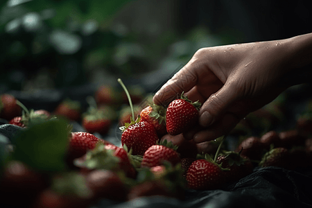 手工采摘草莓图片