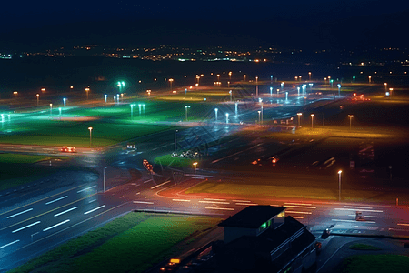 夜晚的跑道图片