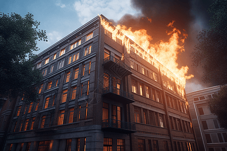 燃烧建筑图片