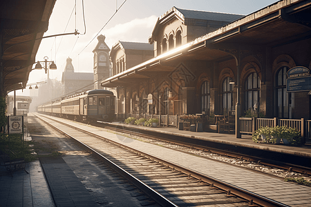 安静的火车站图片