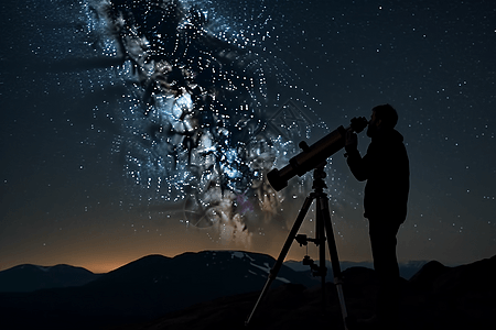 望远镜观察星空图片