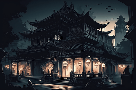 夜景的中国宫殿图片