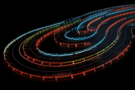 Led灯五彩灯下的赛道设计图片